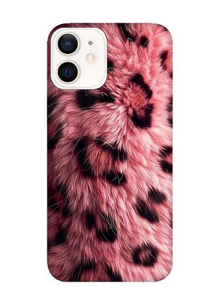 Матовый чехол с черными боками на iphone 12/12 pro розовый мех (принт 397)