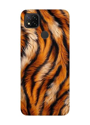 Матовый чехол с черными боками на xiaomi redmi 9c/10a тигровый мех (принт 395)