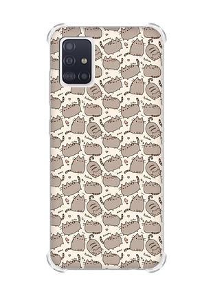 Чехол с утолщёнными углами на samsung galaxy a71/a715 пушин котики (принт 411)