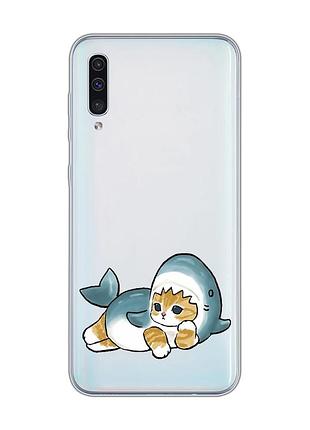 Прозорий чохол на samsung galaxy a50 (2019) a505/a30s :: котик акула (принт 355)
