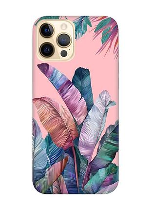 Матовый розовый чехол на apple iphone 12 pro max :: тропики (принт 372)