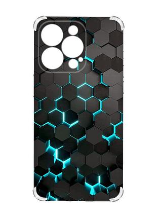 Чехол с утолщенными углами на iphone 15 pro max :: соты 3d (принт 357)