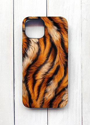 Матовый чехол с черными боками на iphone 15 тигровый мех (принт 395)