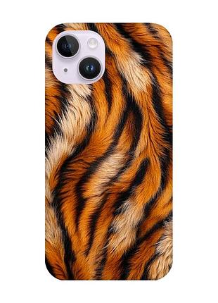 Чехол с защитой камеры на iphone 14 тигровый мех (принт 395)