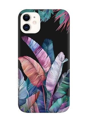 Матовый черный чехол на apple iphone 11 (6.1) :: тропики (принт 372)