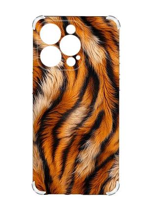 Чехол с утолщенными углами на iphone 15 pro max тигровый мех (принт 395)