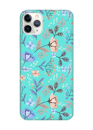 Матовый бирюзовый чехол на iphone 11 pro max (6.5) :: цветочный фон (принт 371)