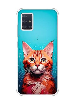 Чехол с утолщёнными углами на samsung galaxy a71/a715 кошка (принт 408)