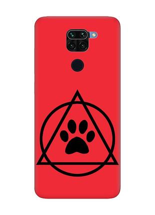 Матовый красный чехол на xiaomi redmi note 9 / 10x логотип квадроберов (принт 394)