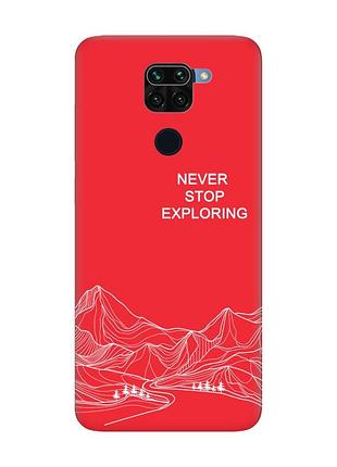 Матовий червоний чохол на xiaomi redmi note 9 / 10x мандруй (принт 407)