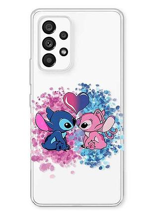 Прозрачный чехол на samsung galaxy a23 4g стич и ангел (принт 391)