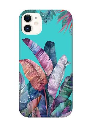 Матовый бирюзовый чехол на apple iphone 11 (6.1) :: тропики (принт 372)