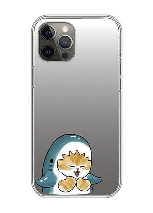 Прозрачный чехол на iphone 12 pro max :: котёнок акула (принт 376)