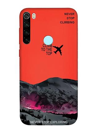 Матовый красный чехол на xiaomi redmi note 8t поднимись на вершину (принт 419)
