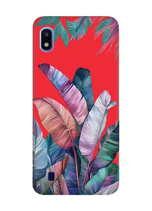 Матовый красный чехол на samsung galaxy а10 (2019) а105 :: тропики (принт 372)
