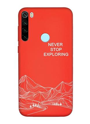 Матовий червоний чохол на xiaomi redmi note 8t мандруй (принт 407)