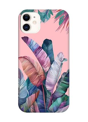 Матовый розовый чехол на apple iphone 11 (6.1) :: тропики (принт 372)