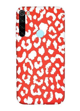 Матовий червоний чохол на xiaomi redmi note 8t :: леопардовий принт білий (принт 375)