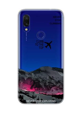 Прозрачный чехол на xiaomi redmi 7 поднимись на вершину (принт 419)