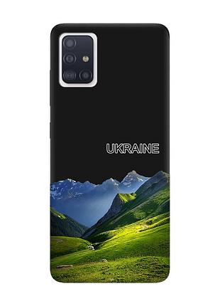 Матовий чорний чохол на samsung galaxy a71 / a715 карпати україна (принт 409)