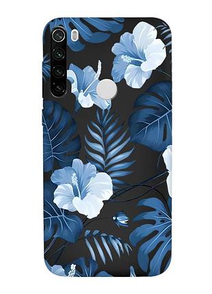 Матовий чорний чохол на xiaomi redmi note 8t тропіки (принт 373)