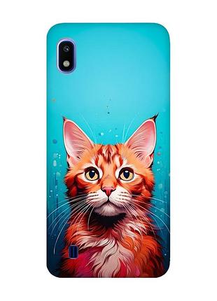 Матовый чехол с розовыми боками на samsung galaxy a10 (2019) a105 кошка (принт 408)