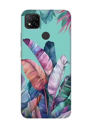 Матовый бирюзовый чехол на xiaomi redmi 9c/10a :: тропики (принт 372)
