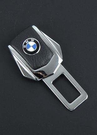 Заглушка ремня безопасности металл "bmw" (1шт) цинк.сплав + кожа (тип no2)