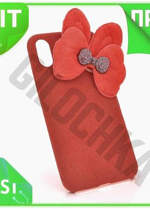 Ve накладка пушистая бантик для new version iphone 6/6s красная чехол мягкий стильный для телефона укр n6w_ver