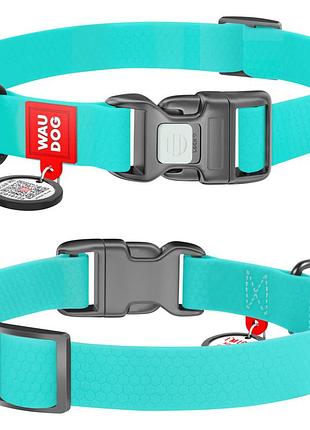 Нашийник для собак waudog waterproof з qr паспортом, світиться, , ментоловий, s (25-35 см), ширина 15 мм