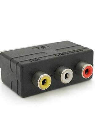 Переходник scart new version папа на 3 rca мама voltronic для подключения телевизора и проигрывателя 6v6e_66