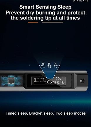Паяльник miniware ts21 питание usb type-c + 3 жала типа с210 ku,is,i - с блоком питания 100w 5