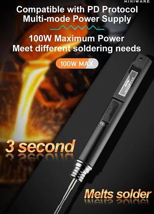 Паяльник miniware ts21 питание usb type-c + 3 жала типа с210 ku,is,i - с блоком питания 100w 6