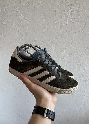 Кеди базові демісезонні унісекс adidas gazelle 38 темно-зелений блакитний замша