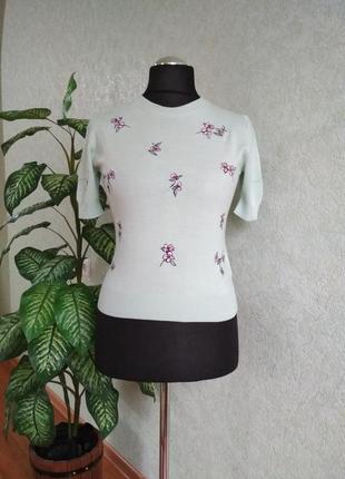 Джемпер ментоловый, с коротким рукавом. m&s.