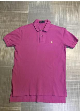Polo ralph lauren 💙чоловіча футболка  рожева з коміром💛розмір  l 50 /чоловічий одяг/унісекс