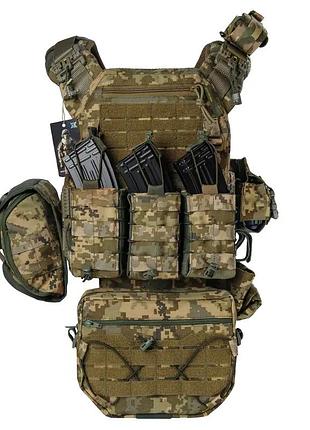 Плитоноска warmor gen.3 pro max пиксель мм14. система быстрого сброса. 7 подсумок.