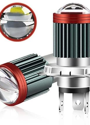 Led лампы линзы цоколь н4 mini 30w 6000k led (лэд) светодиодная лампа c линзой диод cree 12v комплект 2шт!