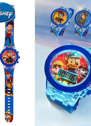 Детские электронные наручные часы с подсветкой щенячий патруль (paw patrol) light watch 2в1