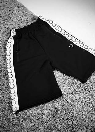 🔥мужские шорты fred perry черные (лампас)🔥