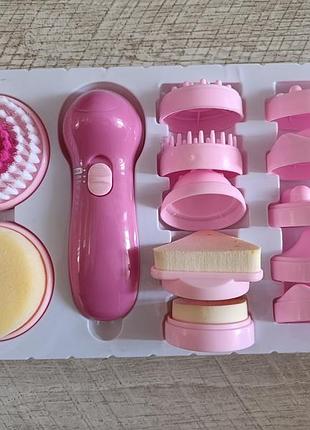 Масажер для обличчя multifunctional face massager ae-8781 13 предметів рожевий на батарейках