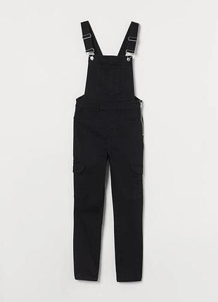 Черный джинсовый комбинезон карго h&m divided, размер uk 8 (s/xs)