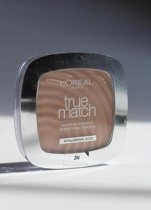 🪞 компактная пудра лореаль l'oreal paris true match loreal 2n 2н натуральный подтон neutral с зеркалом спонжем пуховкой зеркальцем