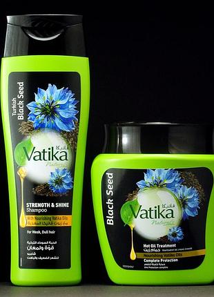 Набор vatika black seed (черный тмин) dabur шампунь для роста волос 200 мл +маска 500 мл