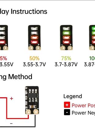 Индикатор уровня заряда литиевой батареи 3.7-4.2v led. компактный индикатор уровня заряда li-ion аккумулятора 18650, 21700 с напряжением 3.7-4,2в