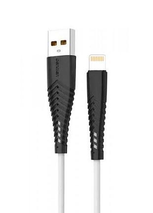 Дата кабель denmen d19l soft silicone charging data cable lightning 1m 2.4a белый
