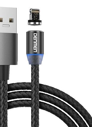 Магнитный дата кабель metal magnetic 360 denmen d09l lightning черный