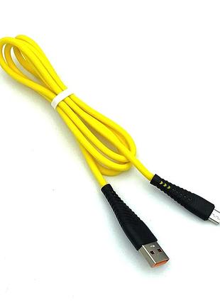 Дата кабель denmen d19v soft silicone charging data cable micro usb 1m 2.4a yellow 2