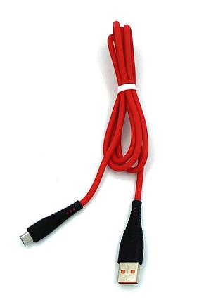 Дата кабель denmen d19v soft silicone charging data cable micro usb 1m 2.4a червоний 2