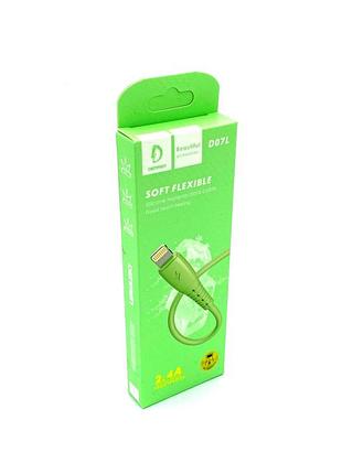 Дата кабель denmen d07l lightning green 2